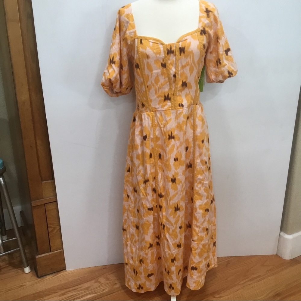 Sam Edelman M Dress NWT Sunshine Floral Yellow NO BELT Backless $149